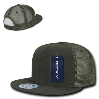 Decky 241 Ripstop Trucker Hats High Profile 6 Panel Flat Bill Baseball Caps Wholesale