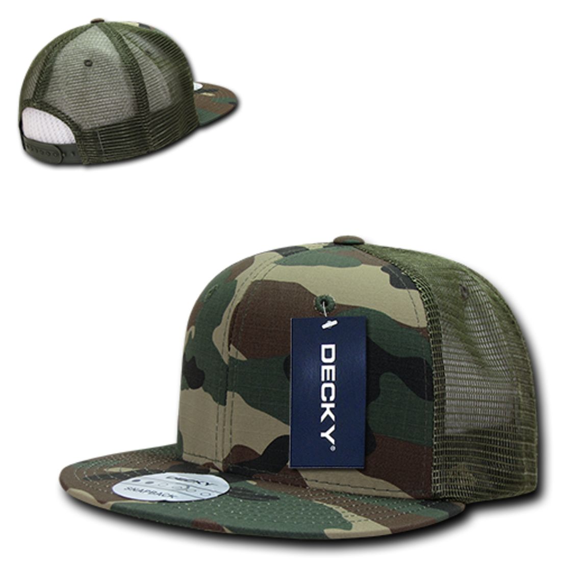 Decky 241 Ripstop Trucker Hats High Profile 6 Panel Flat Bill Baseball Caps Wholesale