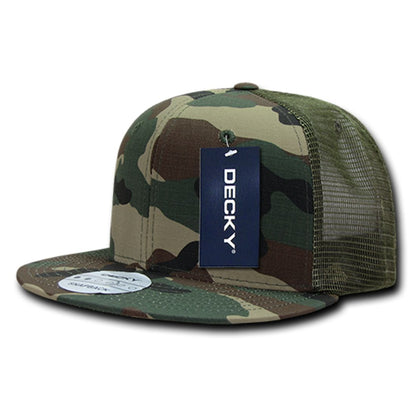 Decky 241 Ripstop Trucker Hats High Profile 6 Panel Flat Bill Baseball Caps Wholesale