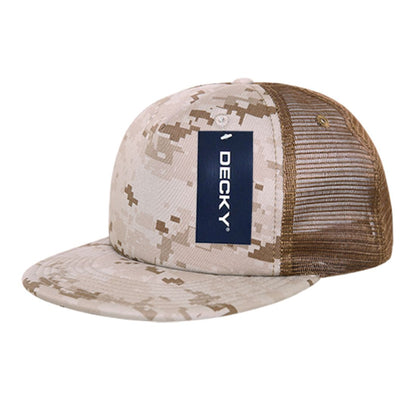 Decky 254 Camouflage Foam Mesh Trucker Hats 5 Panel Flat Bill Snapback Caps Wholesale