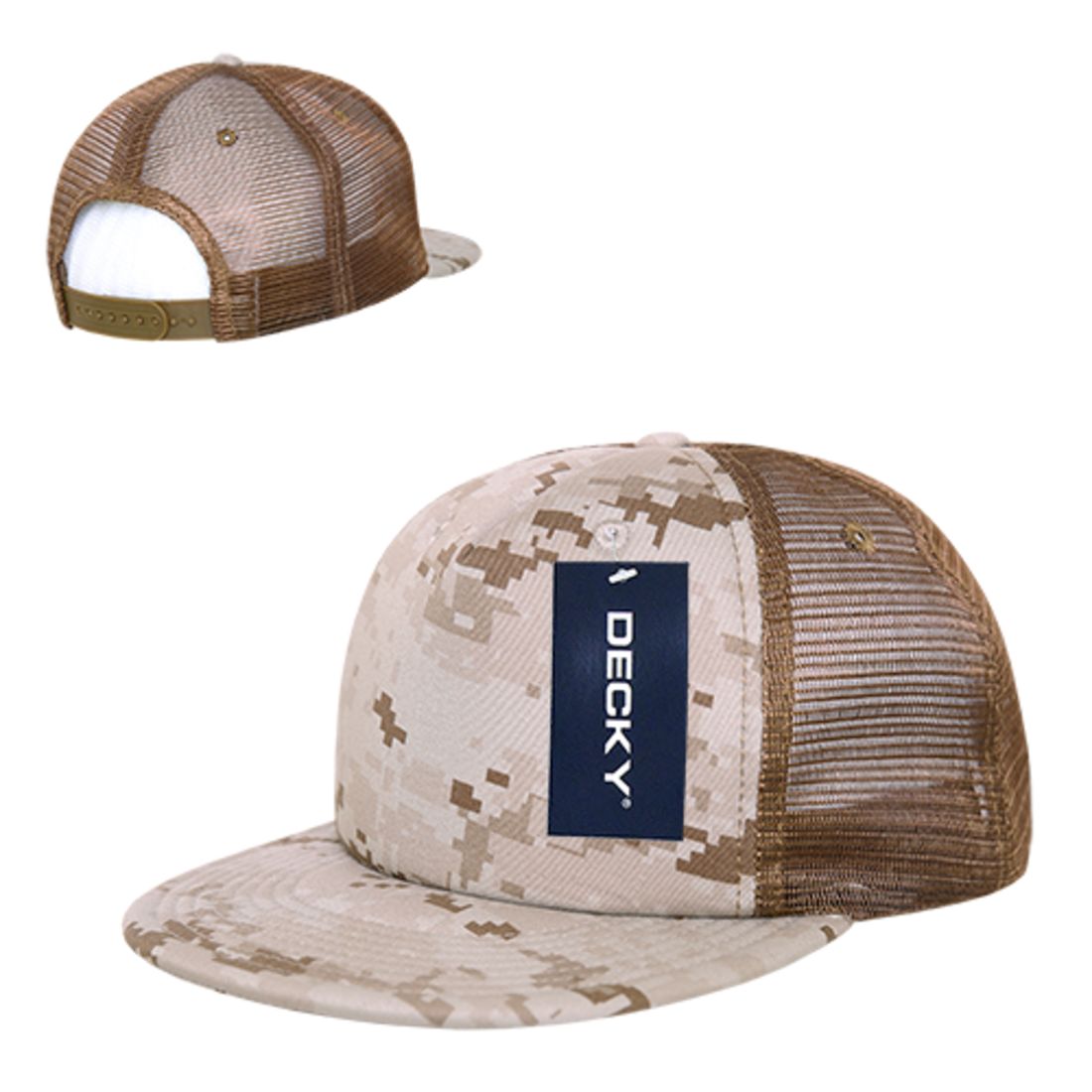 Decky 254 Camouflage Foam Mesh Trucker Hats 5 Panel Flat Bill Snapback Caps Wholesale