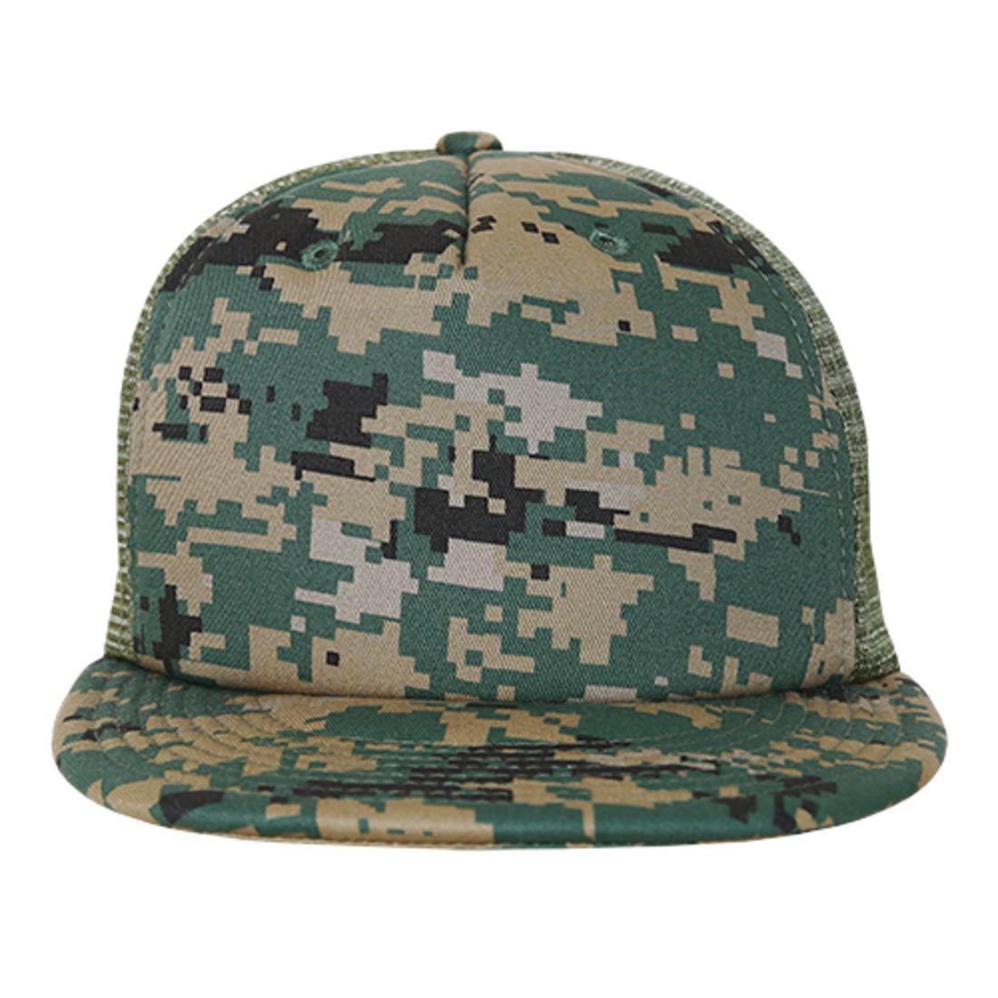 Decky 254 Camouflage Foam Mesh Trucker Hats 5 Panel Flat Bill Snapback Caps Wholesale