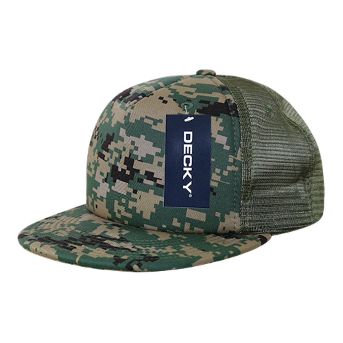 Decky 254 Camouflage Foam Mesh Trucker Hats 5 Panel Flat Bill Snapback Caps Wholesale