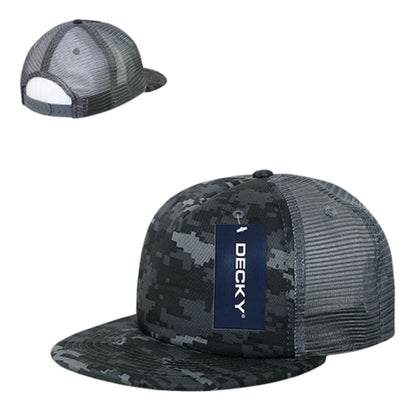 Decky 254 Camouflage Foam Mesh Trucker Hats 5 Panel Flat Bill Snapback Caps Wholesale