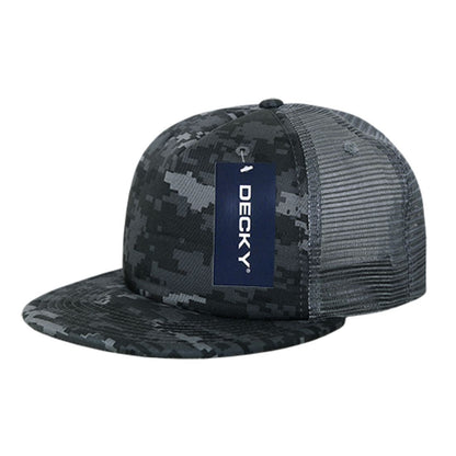 Decky 254 Camouflage Foam Mesh Trucker Hats 5 Panel Flat Bill Snapback Caps Wholesale