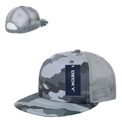 Decky 254 Camouflage Foam Mesh Trucker Hats 5 Panel Flat Bill Snapback Caps Wholesale