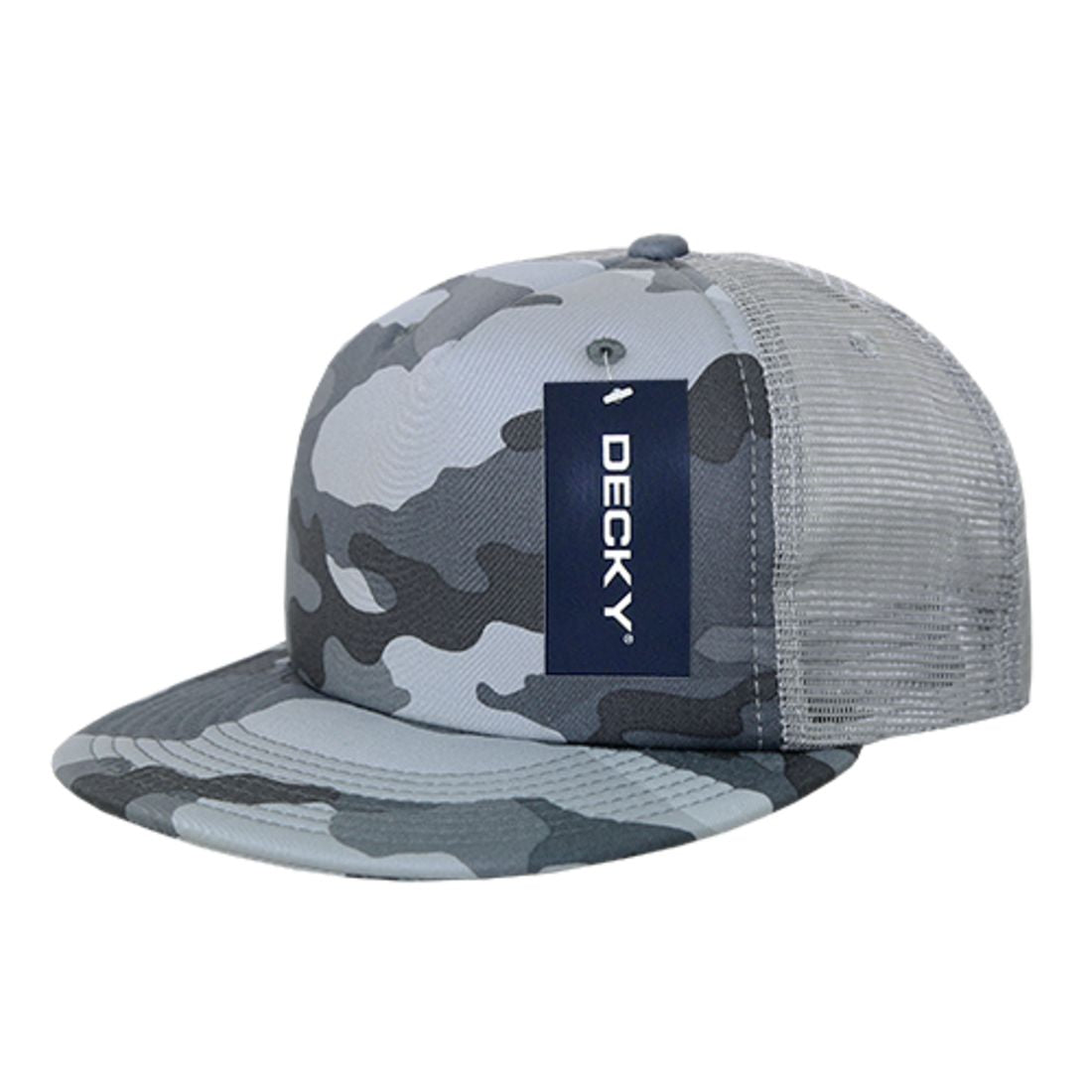 Decky 254 Camouflage Foam Mesh Trucker Hats 5 Panel Flat Bill Snapback Caps Wholesale