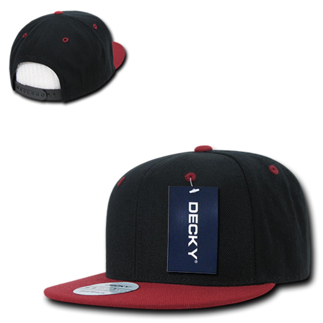 Decky 351 Two Tone High Profile Snapback Hats 6 Panel Flat Bill Baseball Caps