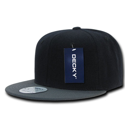 Decky 351 Two Tone High Profile Snapback Hats 6 Panel Flat Bill Baseball Caps