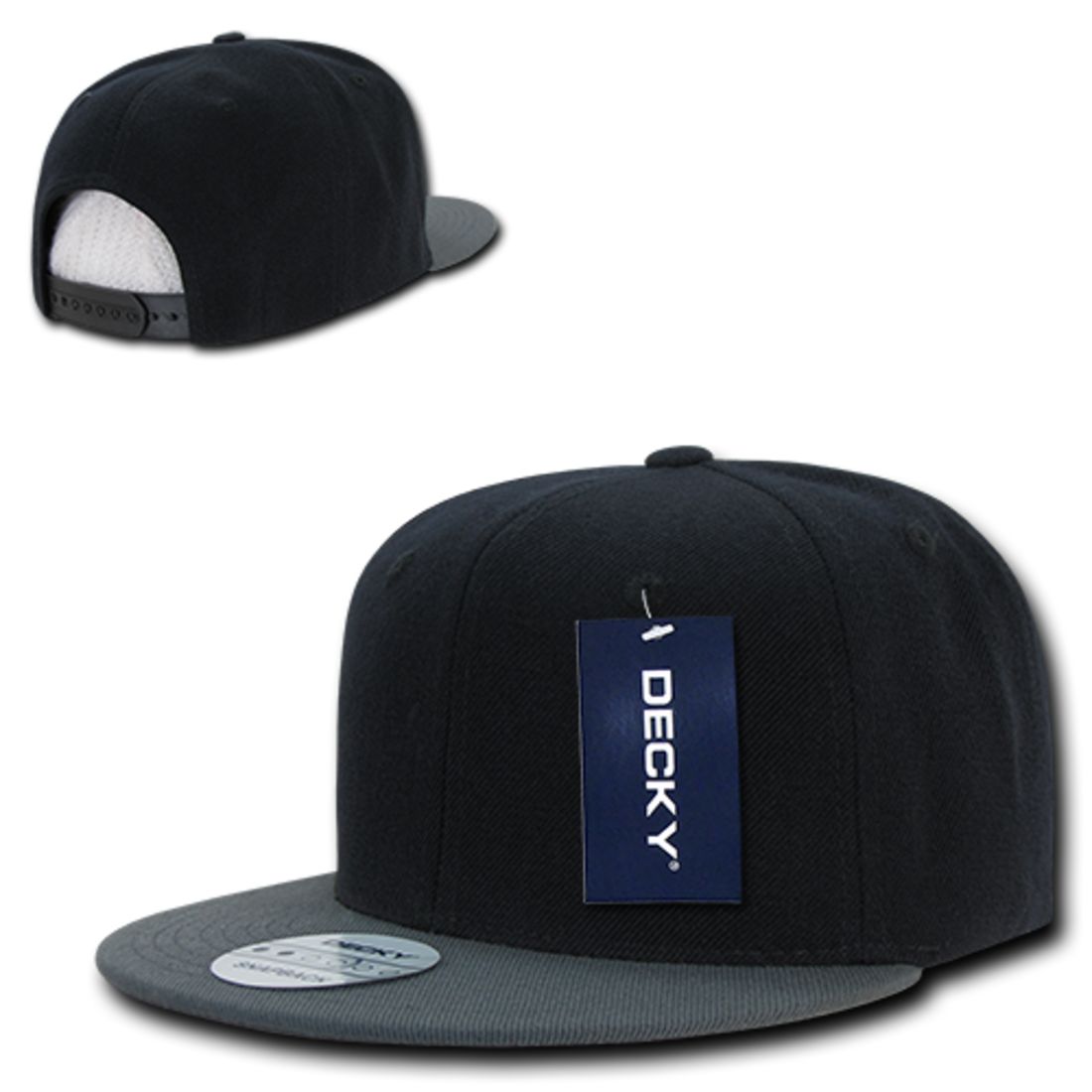 Decky 351 Two Tone High Profile Snapback Hats 6 Panel Flat Bill Baseball Caps