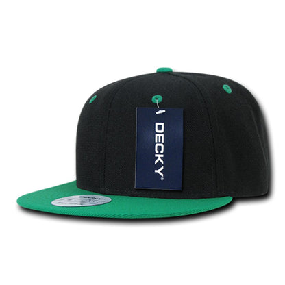 Decky 351 Two Tone High Profile Snapback Hats 6 Panel Flat Bill Baseball Caps