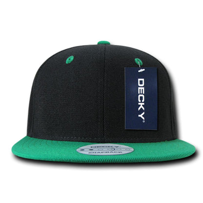 Decky 351 Two Tone High Profile Snapback Hats 6 Panel Flat Bill Baseball Caps