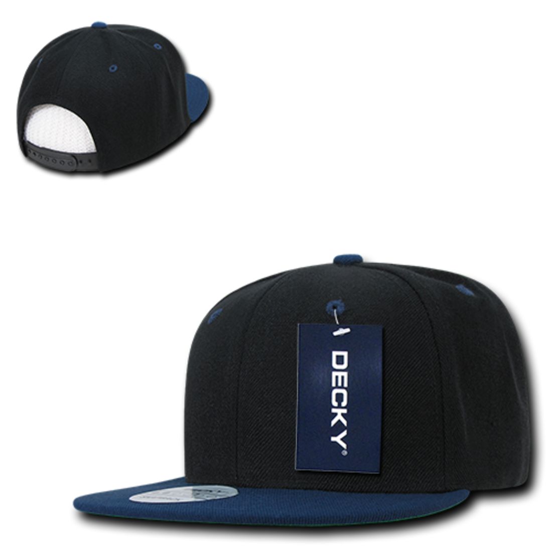 Decky 351 Two Tone High Profile Snapback Hats 6 Panel Flat Bill Baseball Caps