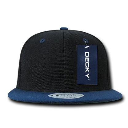 Decky 351 Two Tone High Profile Snapback Hats 6 Panel Flat Bill Baseball Caps