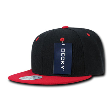 Decky 351 Two Tone High Profile Snapback Hats 6 Panel Flat Bill Baseball Caps