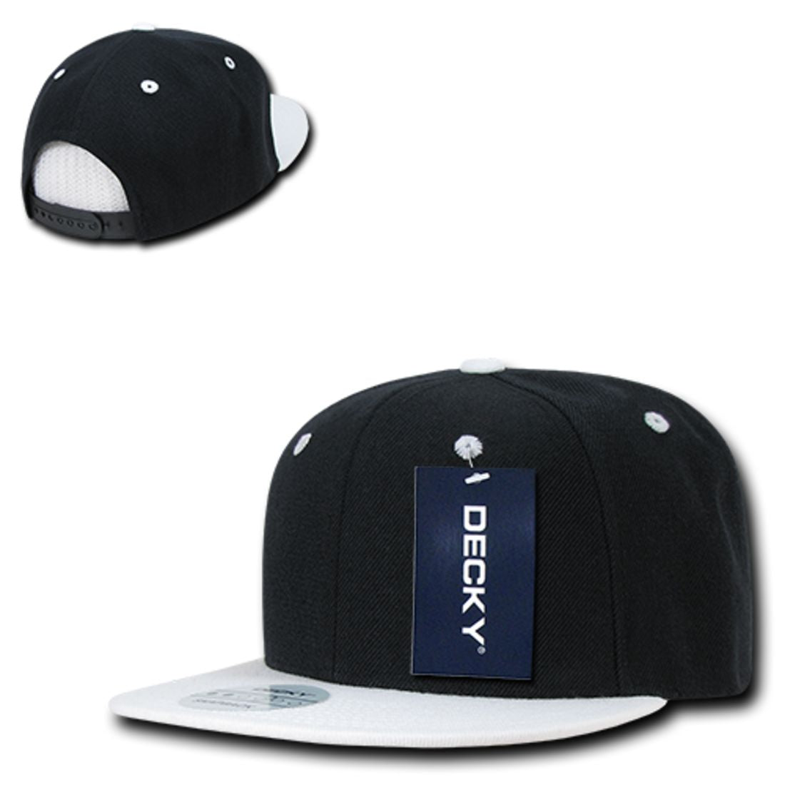 Decky 351 Two Tone High Profile Snapback Hats 6 Panel Flat Bill Baseball Caps