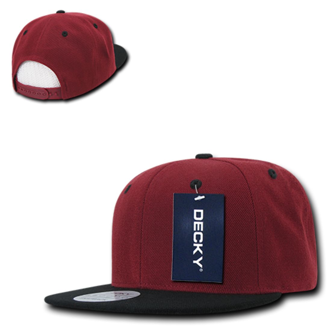 Decky 351 Two Tone High Profile Snapback Hats 6 Panel Flat Bill Baseball Caps