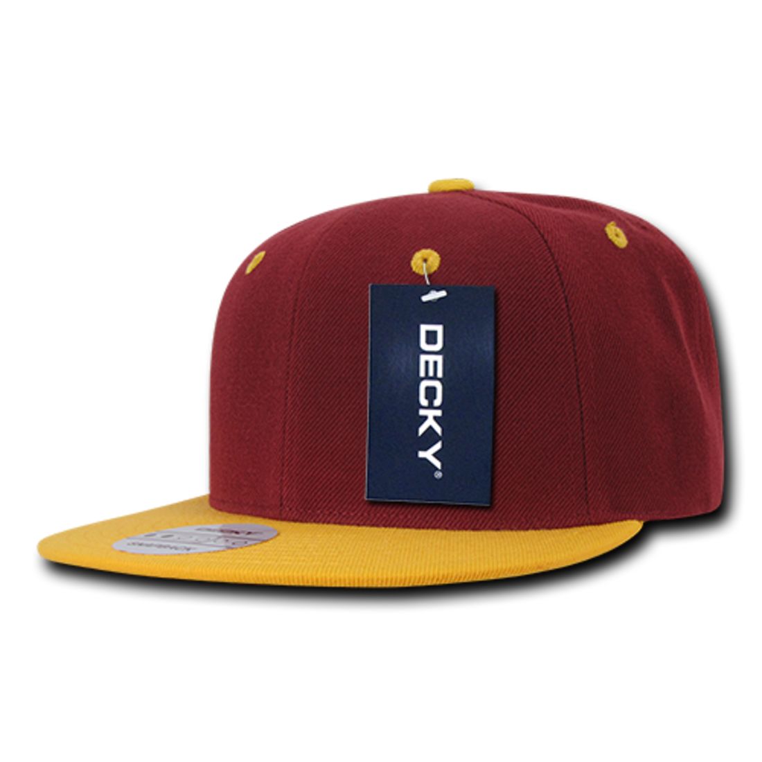 Decky 351 Two Tone High Profile Snapback Hats 6 Panel Flat Bill Baseball Caps