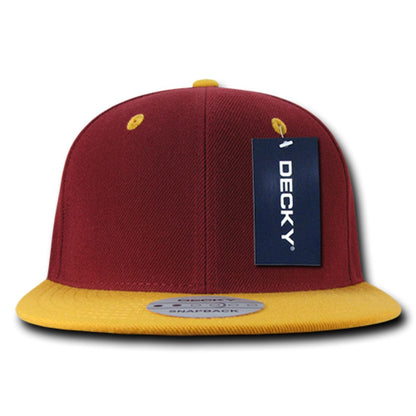 Decky 351 Two Tone High Profile Snapback Hats 6 Panel Flat Bill Baseball Caps