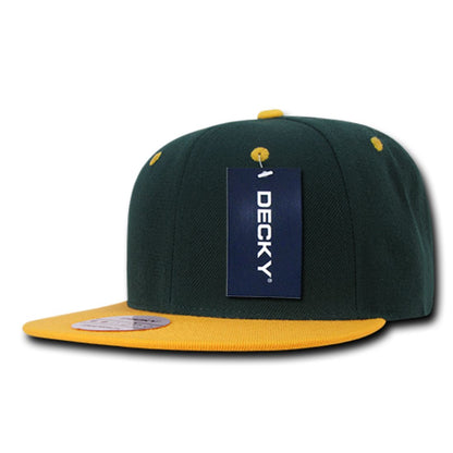 Decky 351 Two Tone High Profile Snapback Hats 6 Panel Flat Bill Baseball Caps