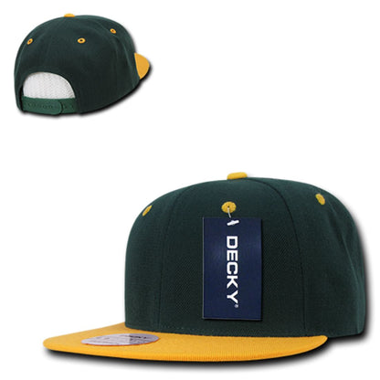 Decky 351 Two Tone High Profile Snapback Hats 6 Panel Flat Bill Baseball Caps