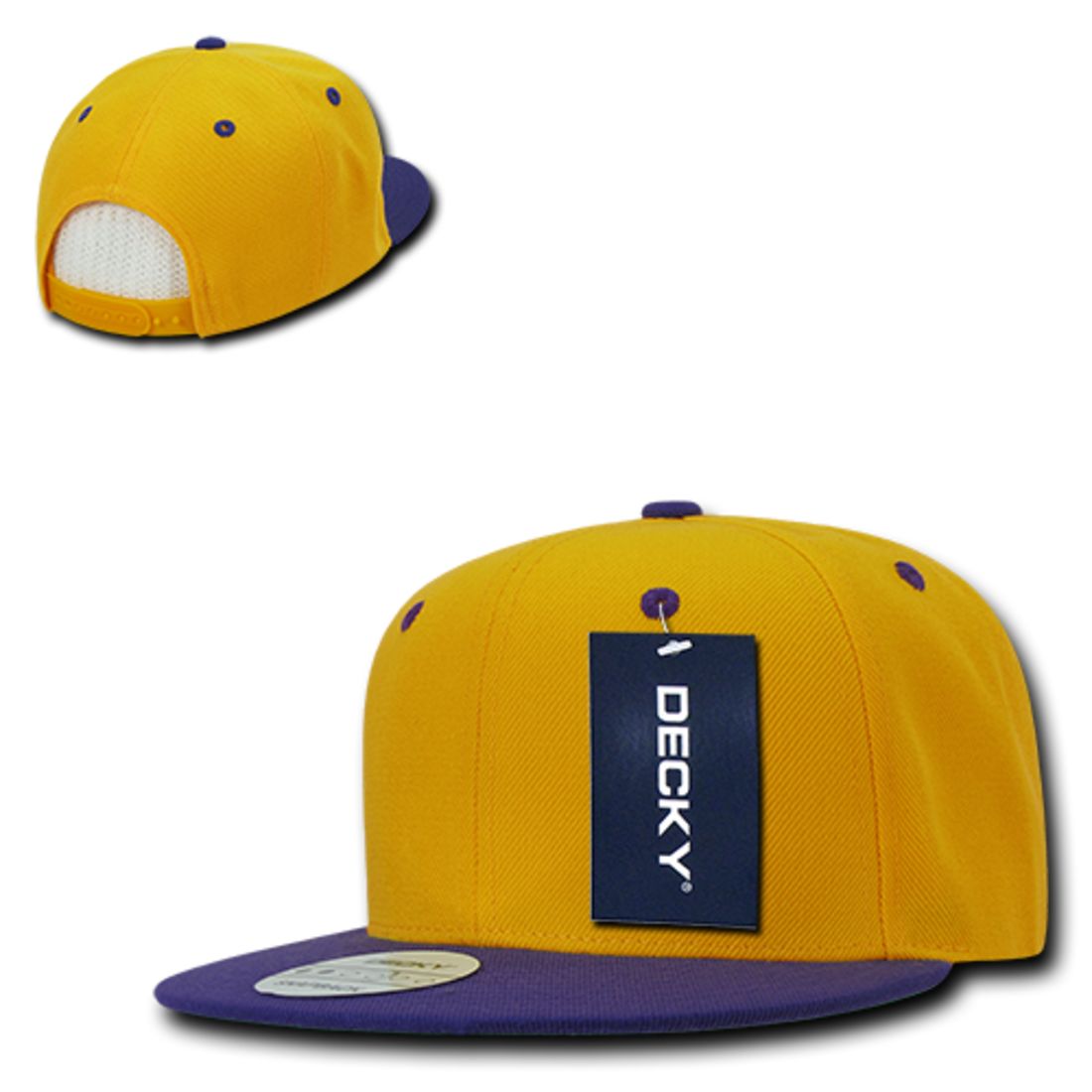 Decky 351 Two Tone High Profile Snapback Hats 6 Panel Flat Bill Baseball Caps