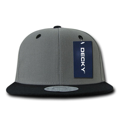 Decky 351 Two Tone High Profile Snapback Hats 6 Panel Flat Bill Baseball Caps