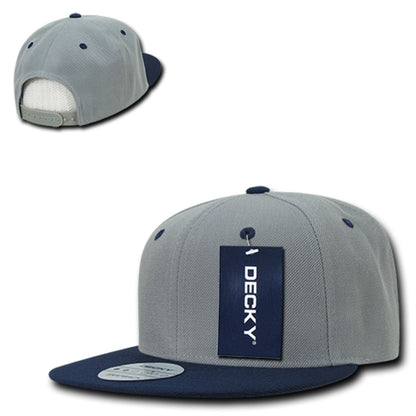 Decky 351 Two Tone High Profile Snapback Hats 6 Panel Flat Bill Baseball Caps