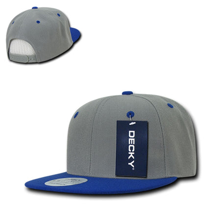 Decky 351 Two Tone High Profile Snapback Hats 6 Panel Flat Bill Baseball Caps