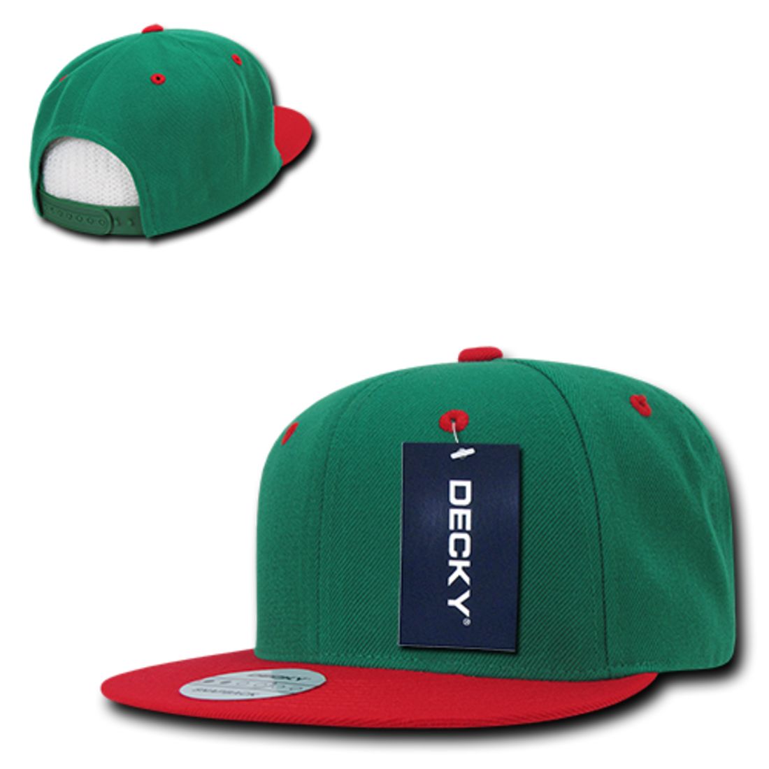 Decky 351 Two Tone High Profile Snapback Hats 6 Panel Flat Bill Baseball Caps