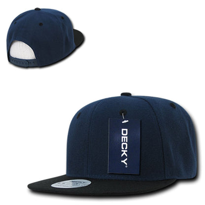 Decky 351 Two Tone High Profile Snapback Hats 6 Panel Flat Bill Baseball Caps