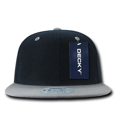 Decky 351 Two Tone High Profile Snapback Hats 6 Panel Flat Bill Baseball Caps