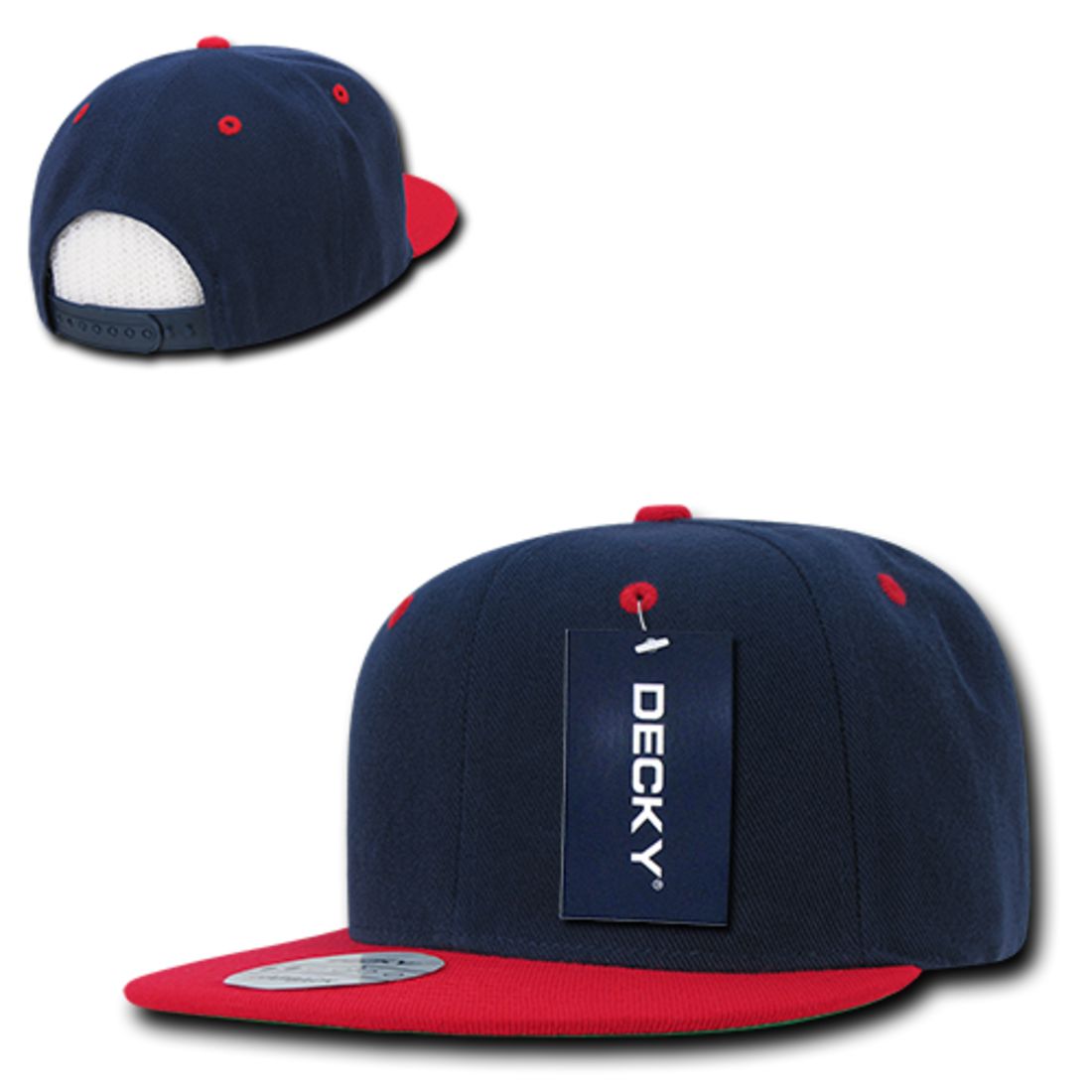 Decky 351 Two Tone High Profile Snapback Hats 6 Panel Flat Bill Baseball Caps