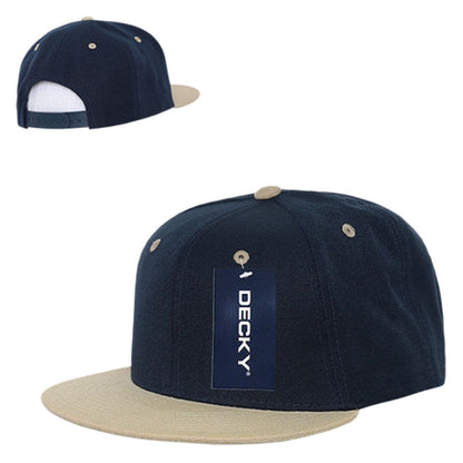 Decky 351 Two Tone High Profile Snapback Hats 6 Panel Flat Bill Baseball Caps