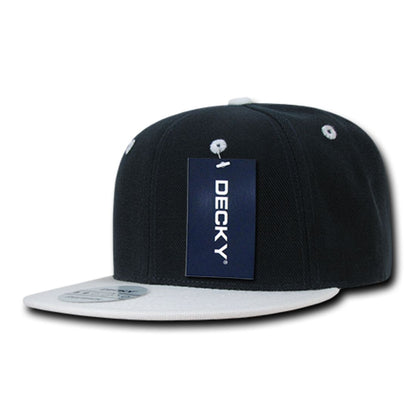 Decky 351 Two Tone High Profile Snapback Hats 6 Panel Flat Bill Baseball Caps