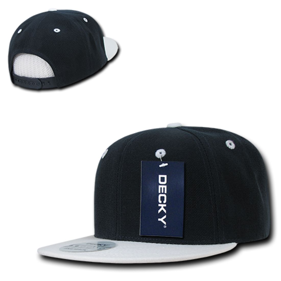 Decky 351 Two Tone High Profile Snapback Hats 6 Panel Flat Bill Baseball Caps