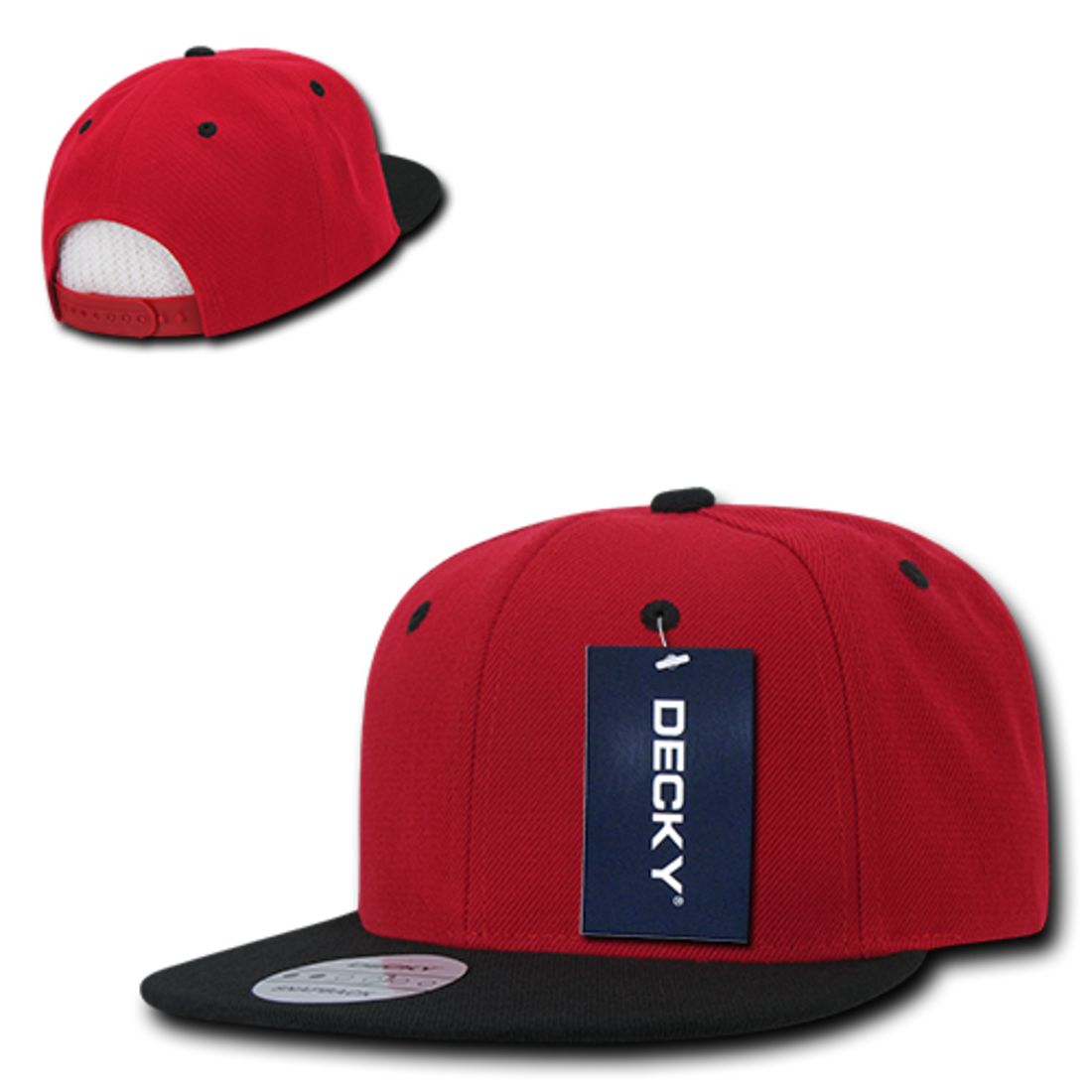 Decky 351 Two Tone High Profile Snapback Hats 6 Panel Flat Bill Baseball Caps