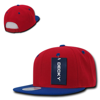 Decky 351 Two Tone High Profile Snapback Hats 6 Panel Flat Bill Baseball Caps