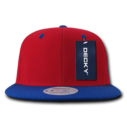 Decky 351 Two Tone High Profile Snapback Hats 6 Panel Flat Bill Baseball Caps