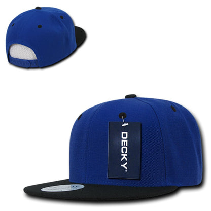 Decky 351 Two Tone High Profile Snapback Hats 6 Panel Flat Bill Baseball Caps