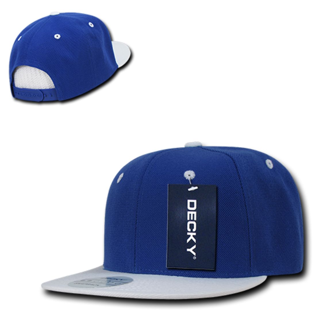 Decky 351 Two Tone High Profile Snapback Hats 6 Panel Flat Bill Baseball Caps