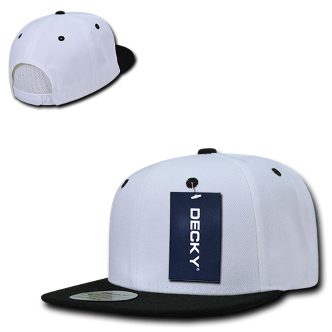 Decky 351 Two Tone High Profile Snapback Hats 6 Panel Flat Bill Baseball Caps