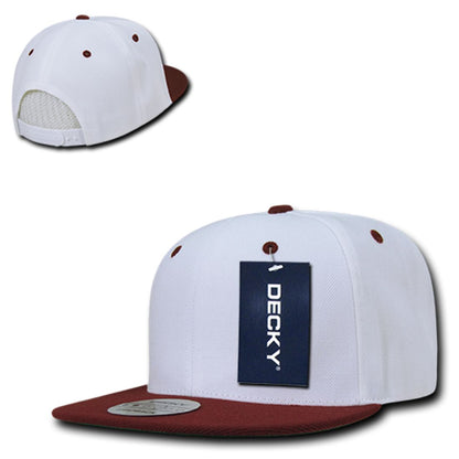 Decky 351 Two Tone High Profile Snapback Hats 6 Panel Flat Bill Baseball Caps