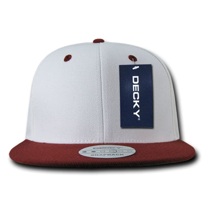 Decky 351 Two Tone High Profile Snapback Hats 6 Panel Flat Bill Baseball Caps