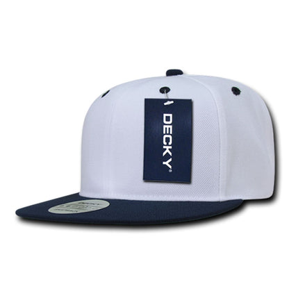 Decky 351 Two Tone High Profile Snapback Hats 6 Panel Flat Bill Baseball Caps