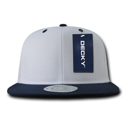 Decky 351 Two Tone High Profile Snapback Hats 6 Panel Flat Bill Baseball Caps