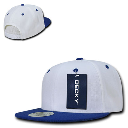 Decky 351 Two Tone High Profile Snapback Hats 6 Panel Flat Bill Baseball Caps