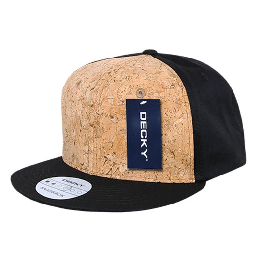 Decky 354 High Profile Cork Snapback Hats 6 Panel Flat Bill Caps Structured Wholesale - Star Hats & Embroidery