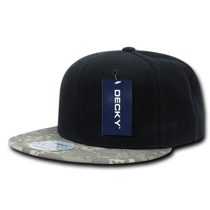 Decky 356 Camouflage Skin Flat Bill Hats High Profile 6 Panel Snapback Caps Wholesale