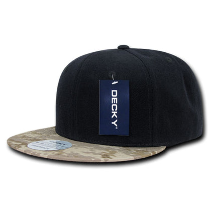 Decky 356 Camouflage Skin Flat Bill Hats High Profile 6 Panel Snapback Caps Wholesale